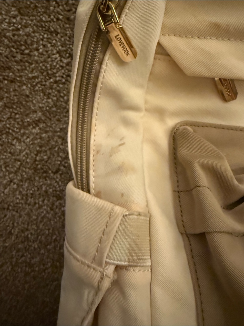 Beige Two-Tone Backpack - Picture 7 of 12
